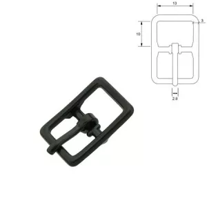 Center Bar Buckle, 13 mm Black.