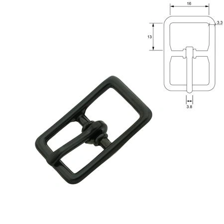 Center Bar Buckle, 16 mm. Black.