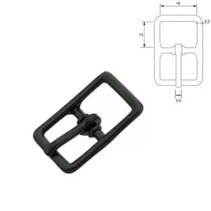 Center Bar Buckle, 16 mm. Black.