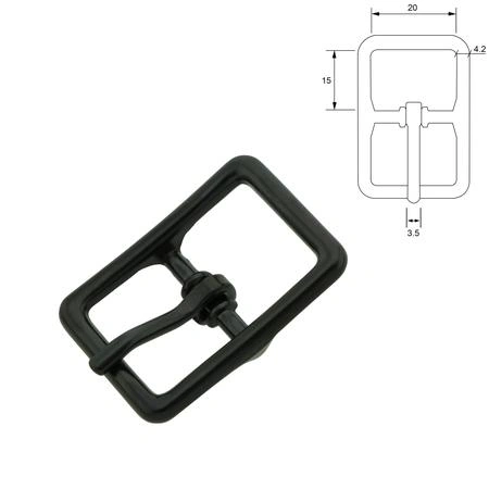 Center Bar Buckle, 20 mm Black.