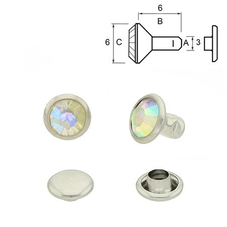 Nit Rhinestone AB 6/6 mm. 5-pack