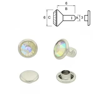 Nit Rhinestone AB 6/6 mm. 5-pack