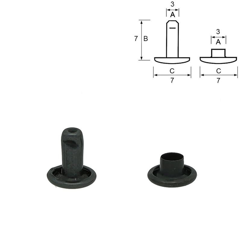 Rivets, 7 mm, black, 25pcs