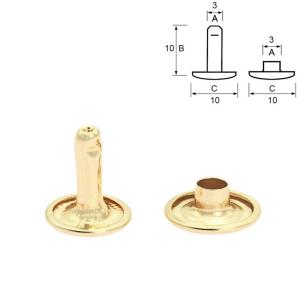 Double cap rivets, 10/10 mm, Brass, 25 pcs