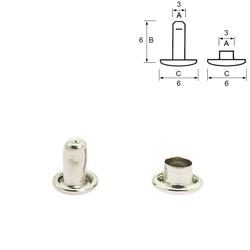 Double cap rivets, 6/6 mm, 25 pcs