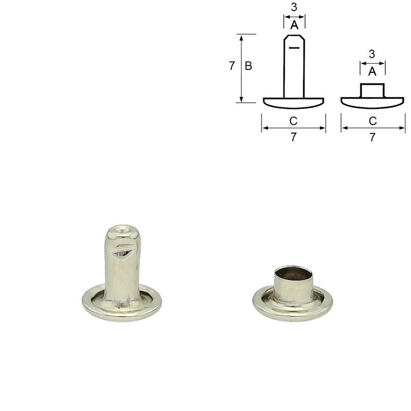 Double cap rivets, 7/7 mm, 25/100pcs