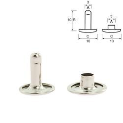Double cap rivets, 10/10 mm, Silver, 25 pcs