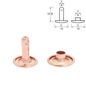 Double cap rivets, 10/10 mm, Rosé, 25 pcs