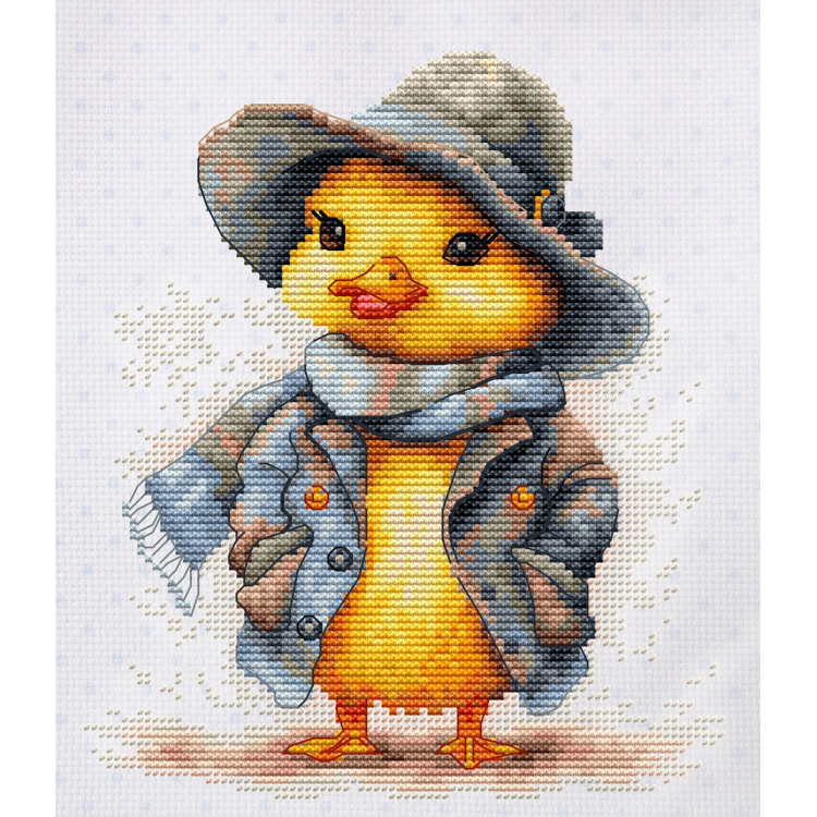 Broderi kit "The Detective Duck" 15x18 cm.