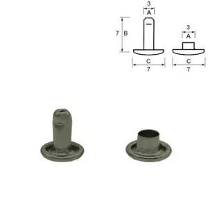 Dubbelnitar Gun metal 7/7 mm. 25/100st