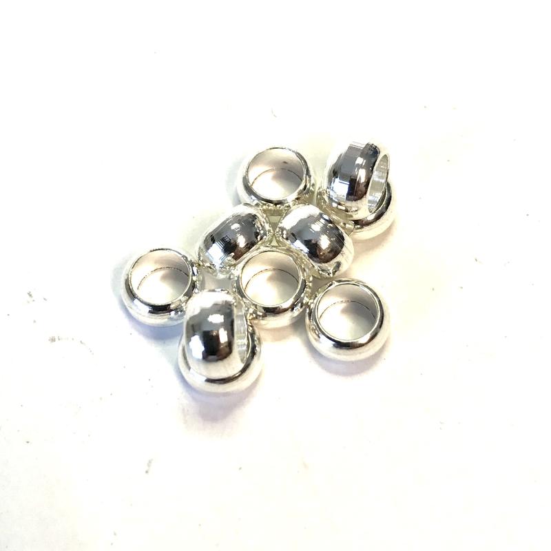 Silver beads, hole 4,5 mm, 10 pcs