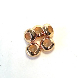Metal bead, 5 pcs 18 k gold plated. Stopper Beads,