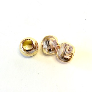 Metal bead, 3 pcs 24 K gold plated.