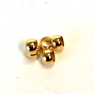 Metal bead, 5 pcs 24 K gold plated.