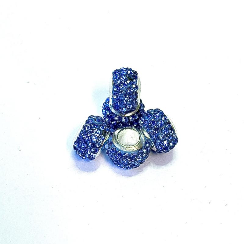 Rhinest. Stainless steel pärla. 5-pack Blue