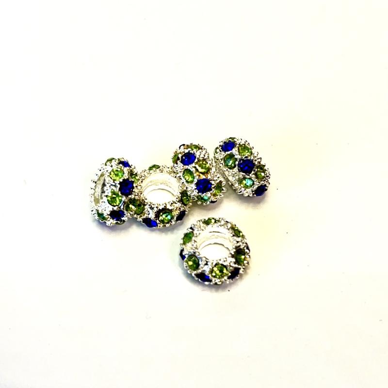 Crystal Rhinestone Silver/Blue, Green  mix color 5-pack.