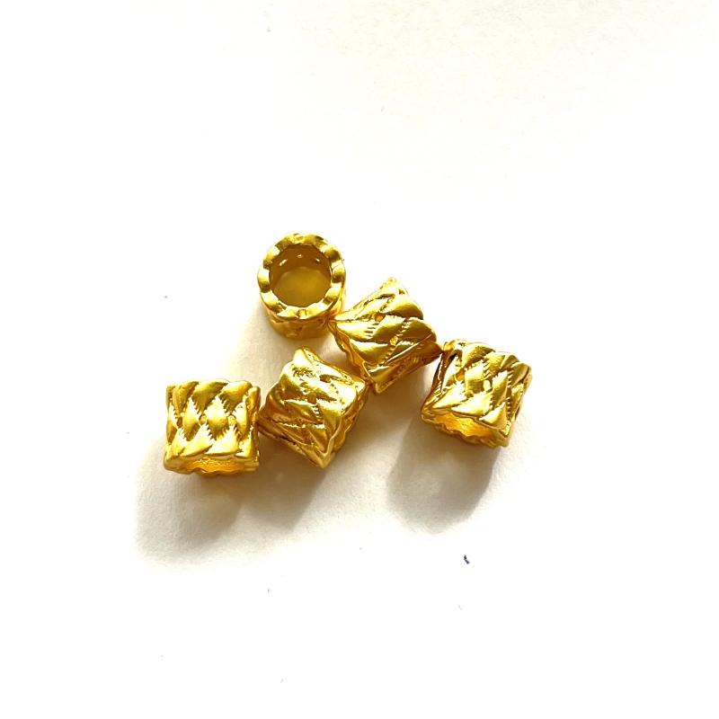 Spacer Beads 5-pcs. Matte Gold.