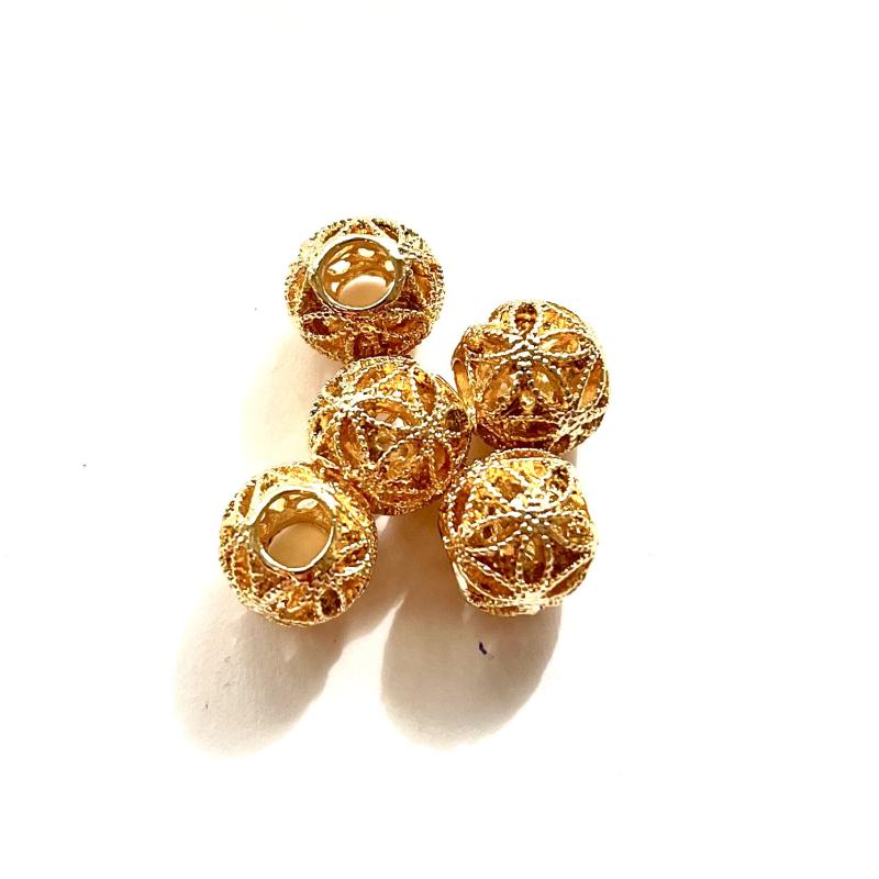 Metal Beads, Gold, 5 pcs