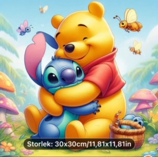 Diamond Painting Stich & Winnie the Pooh 30x30 cm.