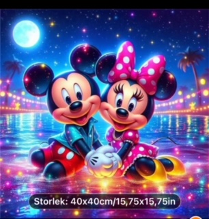 Diamond Painting Mickey & Minnie 40x40 cm.