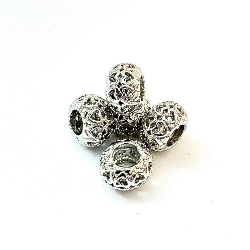 Metal Beads Antique silver color. 5-pack.