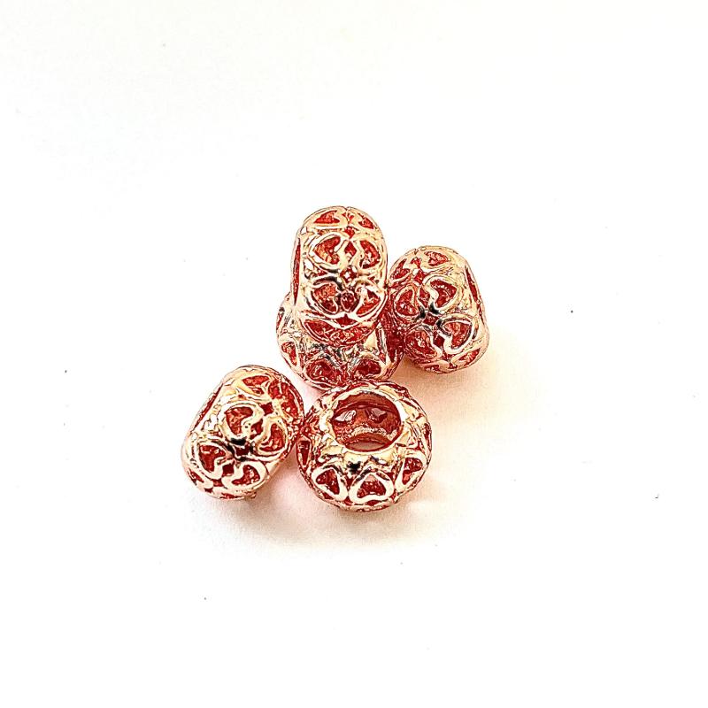 Metal Beads, Rosé Gold, 5 pcs