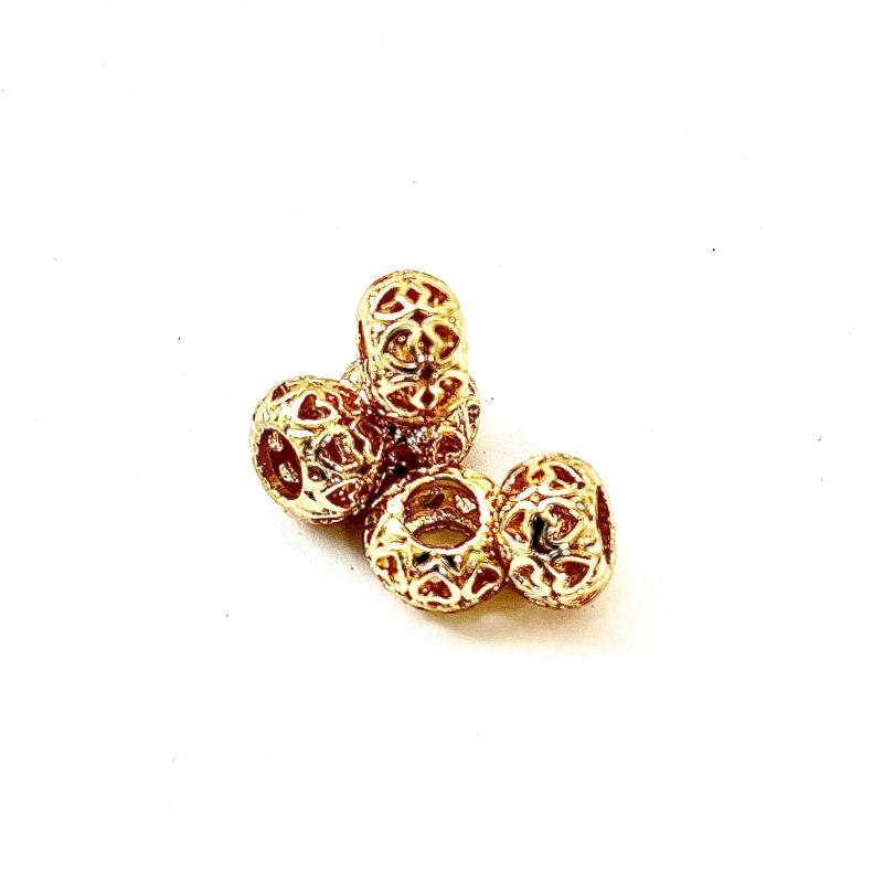 European Rhinestone bead Light Gold. 5-pack