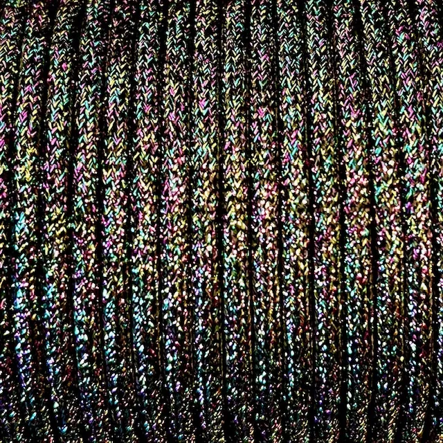 Paracord Lina Glitter Rainbow black.