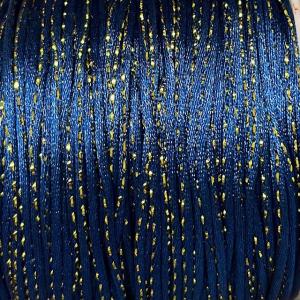 Rattail/Satin cord, approx. 2 mm, with gold thread.