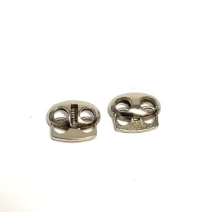 Spring cord lock 2-hole 5x14x17 mm. Silver 2 pcs.