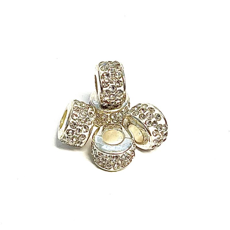 Bead CCB with Rhinestone silver color 5 pcs.