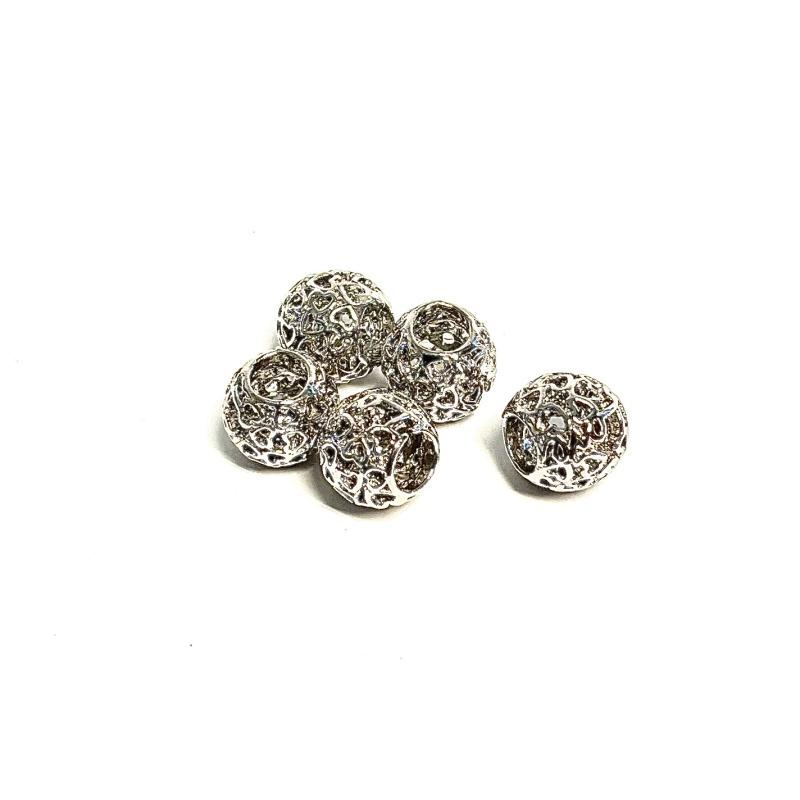 Metal Beads European Style Silver 5-pack.