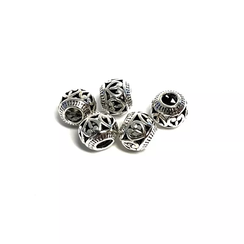 Metal Rondelle Tibetan Style Antique Silver 5 pcs.