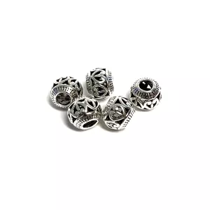 Metal Rondelle Tibetan Style Antique Silver 5 pcs.