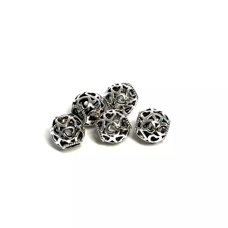 Metal Rondelle Tibetan Style Antique Silver 5 pcs.