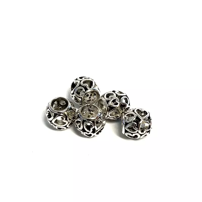 Metal Rondelle Tibetan Style Antique Silver 5 pcs.