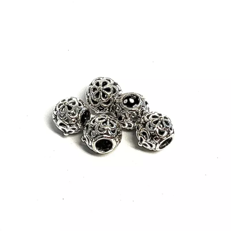 Metal Rondelle Tibetan Style Antique Silver 5 pcs.