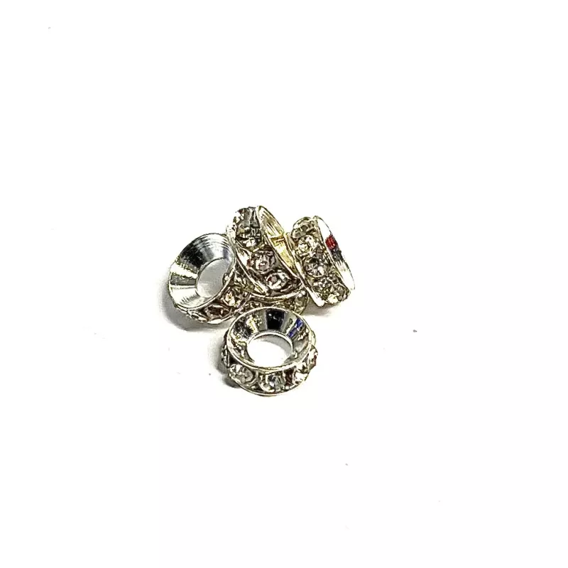 Bead Rhinestone Spacer Antique silver/clear 5-pack