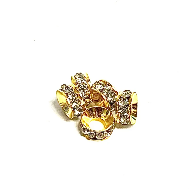 Bead Rhinestone Spacer Golden/clear 5 pcs.
