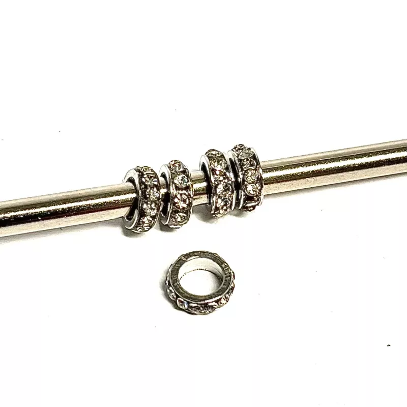 Bead Rhinestone A-Grade Spacer silver/clear 5 pcs.