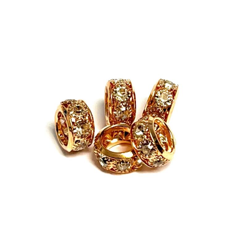 Bead Rhinestone Rondelle Rosé/clear 5 pcs.
