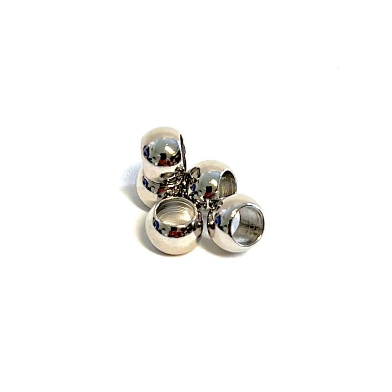 Rondelle Silver color metal beads 5-pack.