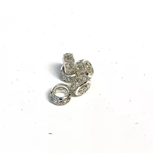 Bead Rhinestone Rondelle silver/clear 5-pack