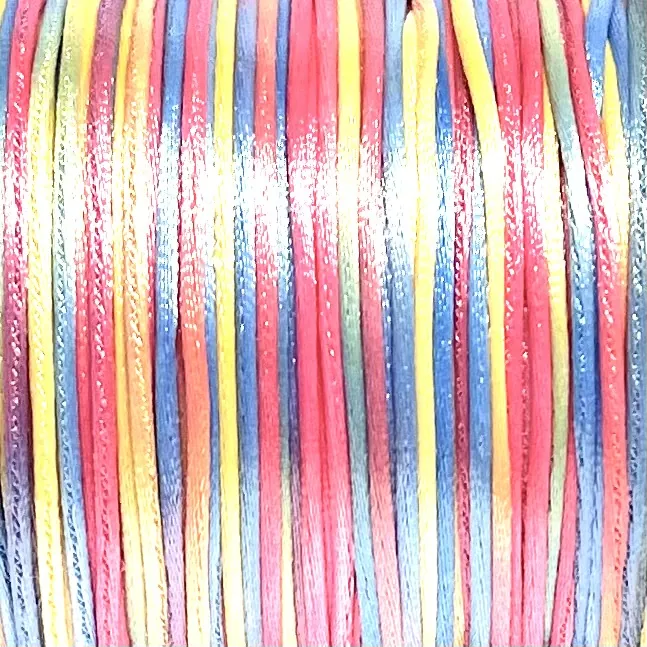 Satintråd/Rattail 1 mm. Rainbow Multi color.