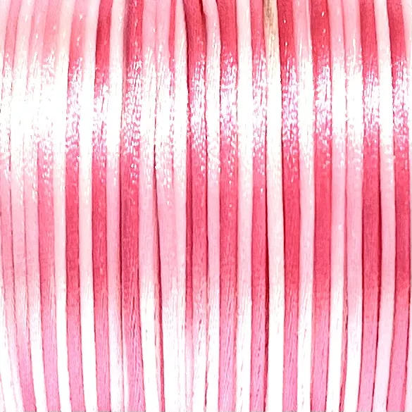 Satintråd/Rattail 1 mm. Rainbow Strong Pink.