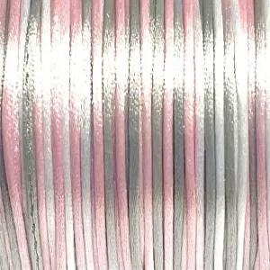 Satintråd/Rattail 1 mm. Rainbow Pastel Pink.