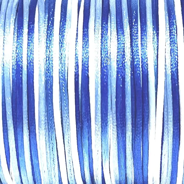 Satintråd/Rattail 1 mm. Rainbow Strong Blue.