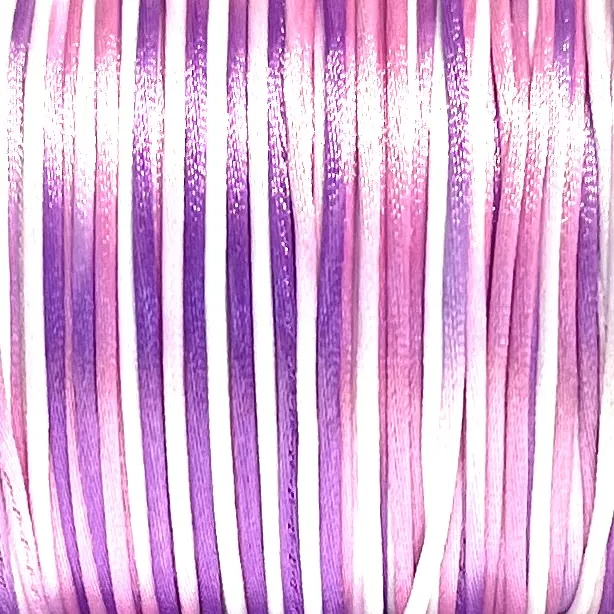 Satintråd/Rattail 1 mm. Rainbow Purple Love.