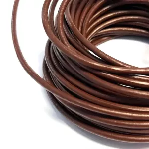 Runt Lädersnöre 3 mm./Ø  Brun