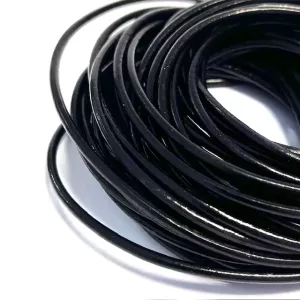 Runt Lädersnöre 3 mm./Ø  Black